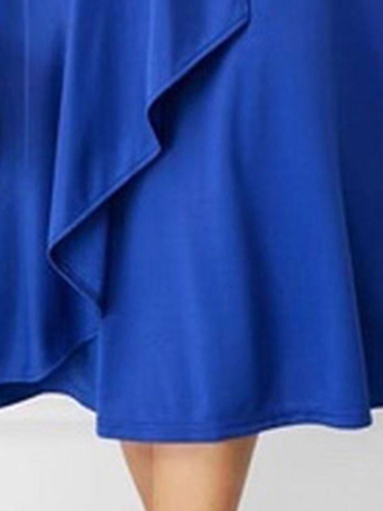 Vestido Feminino De Cintura Alta De Manga Curta Plissada De Manga Curta