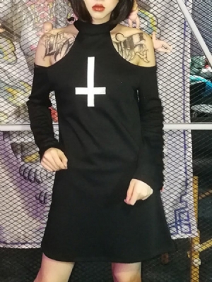 Vestido Feminino Com Bordado De Manga Comprida Acima Do Joelho Outono Fantasia De Halloween