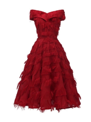 Vestido Feminino Com Borla Com Decote Em V Na Cintura