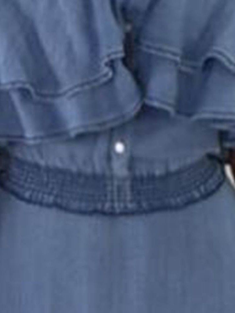 Vestido Feminino Com Botão Da Panturrilha E Ombro Largo Em Linha A