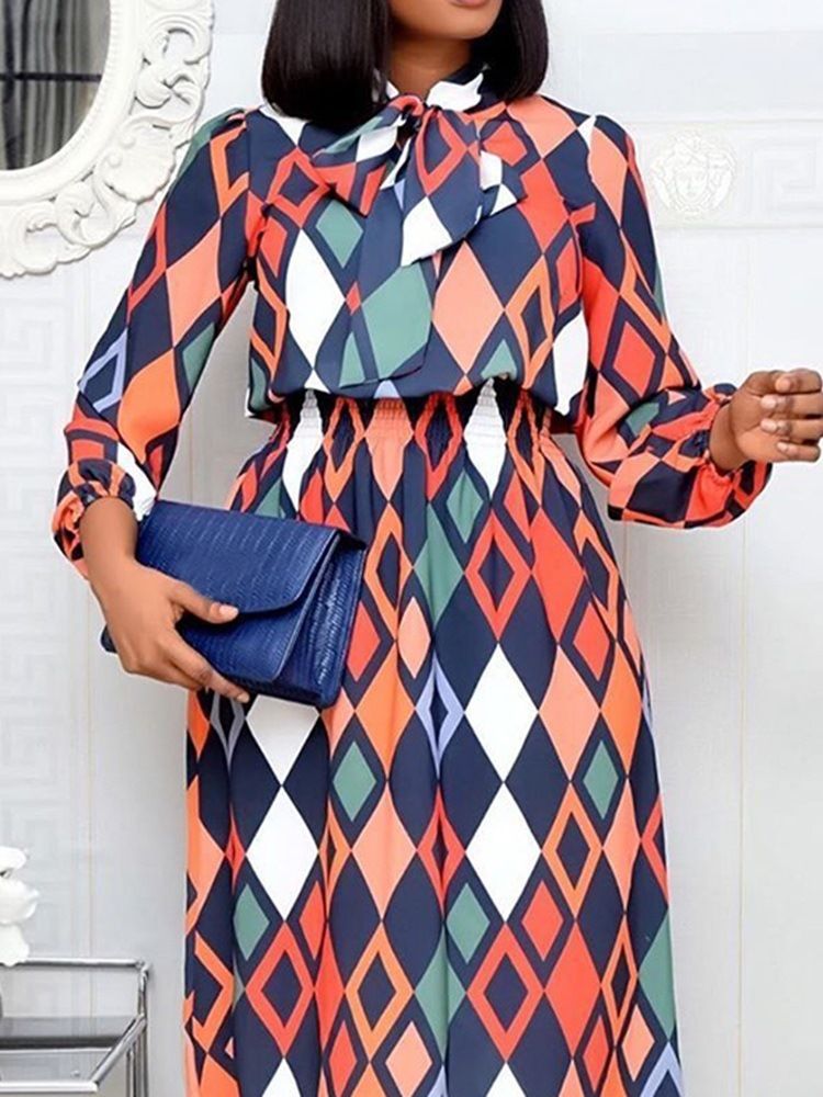 Vestido Feminino Com Cintura Padrão De Cintura Padrão Com Manga Nove Pontos E Meia Panturrilha