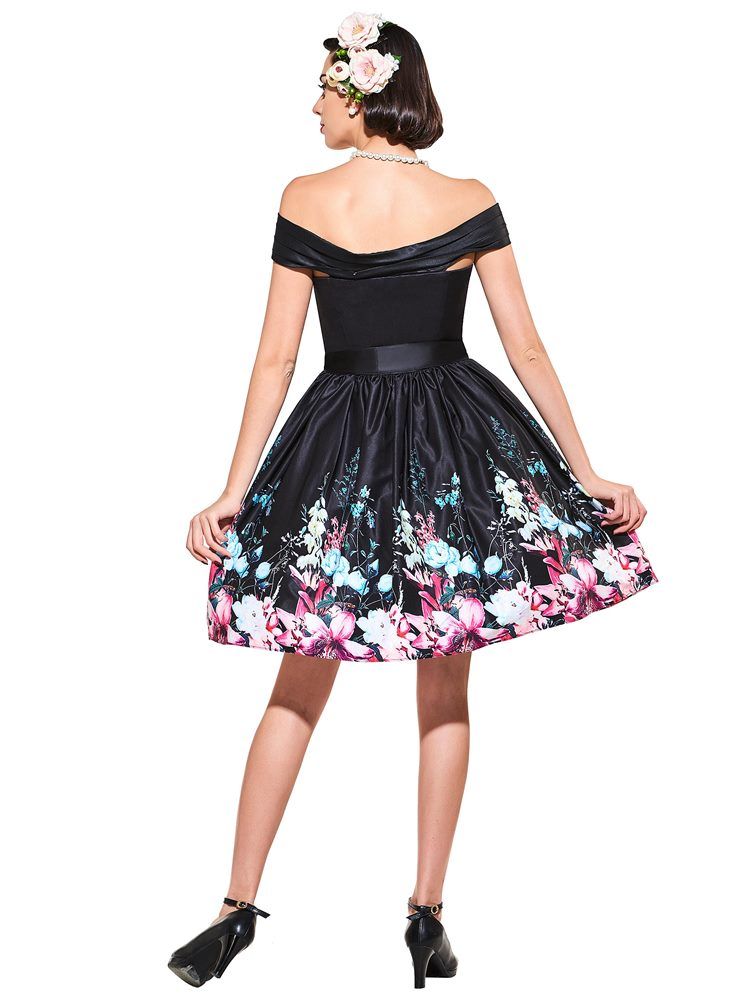 Vestido Feminino Com Decote Redondo Sem Mangas Vintage A Line