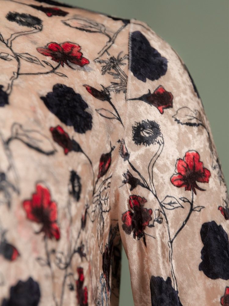 Vestido Feminino Com Estampa Floral De Gola Pólo Em Linha A