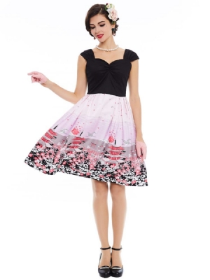 Vestido Feminino Com Estampa Floral De Patchwork Com Estampa Floral