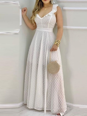 Vestido Feminino Com Estampa De Manga Curta Na Altura Do Tornozelo Vestido Casual Às Bolinhas