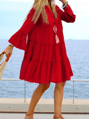 Vestido Feminino Em Patchwork De Nove Pontos Com Manga De Verão
