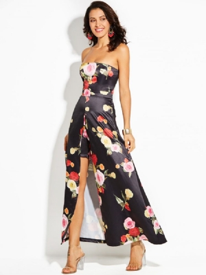 Vestido Feminino Estampado Feminino Com Alça Espaguete E Zíper