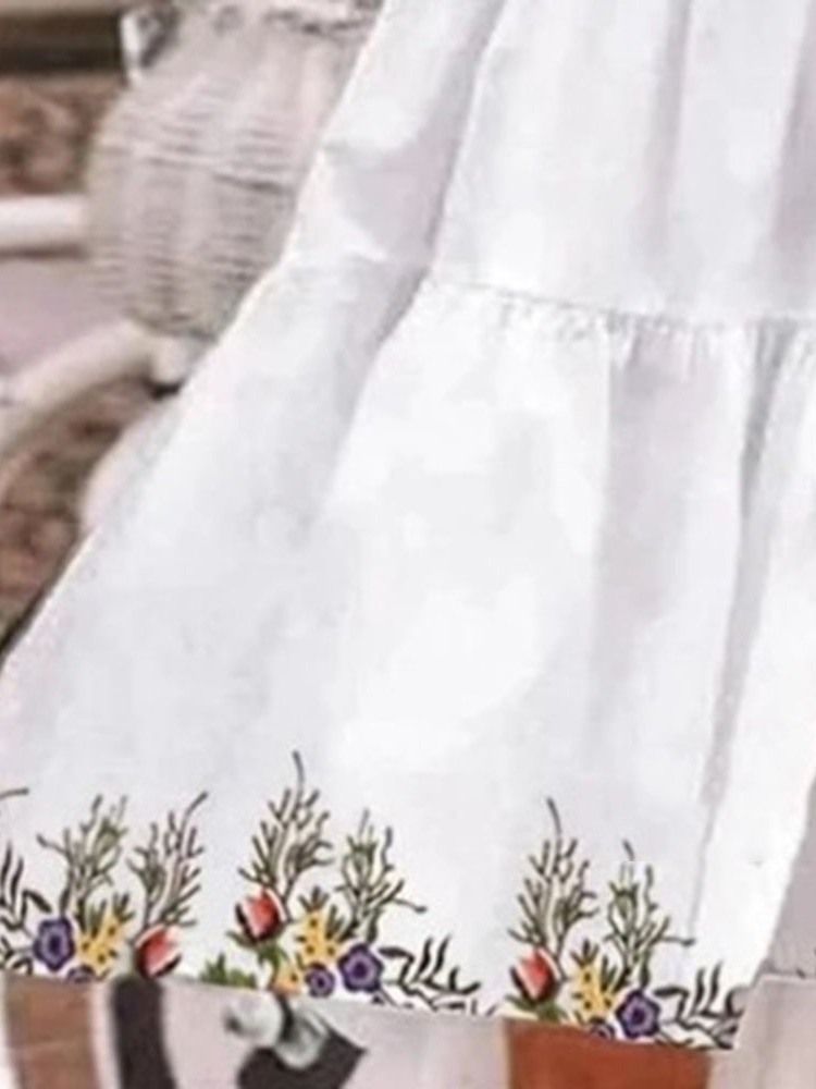 Vestido Feminino Estampado Com Gola Na Altura Do Joelho Em Linha A De Verão