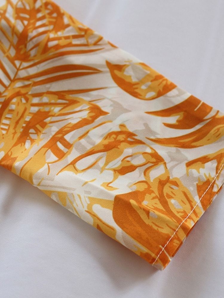 Vestido Feminino De Lapela Estampada Na Altura Do Tornozelo Estampado De Peito Único