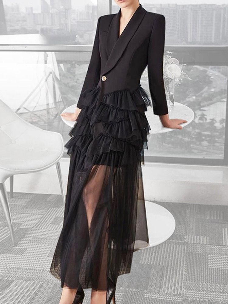 Vestido Feminino De Manga Comprida Em Malha Na Altura Do Tornozelo
