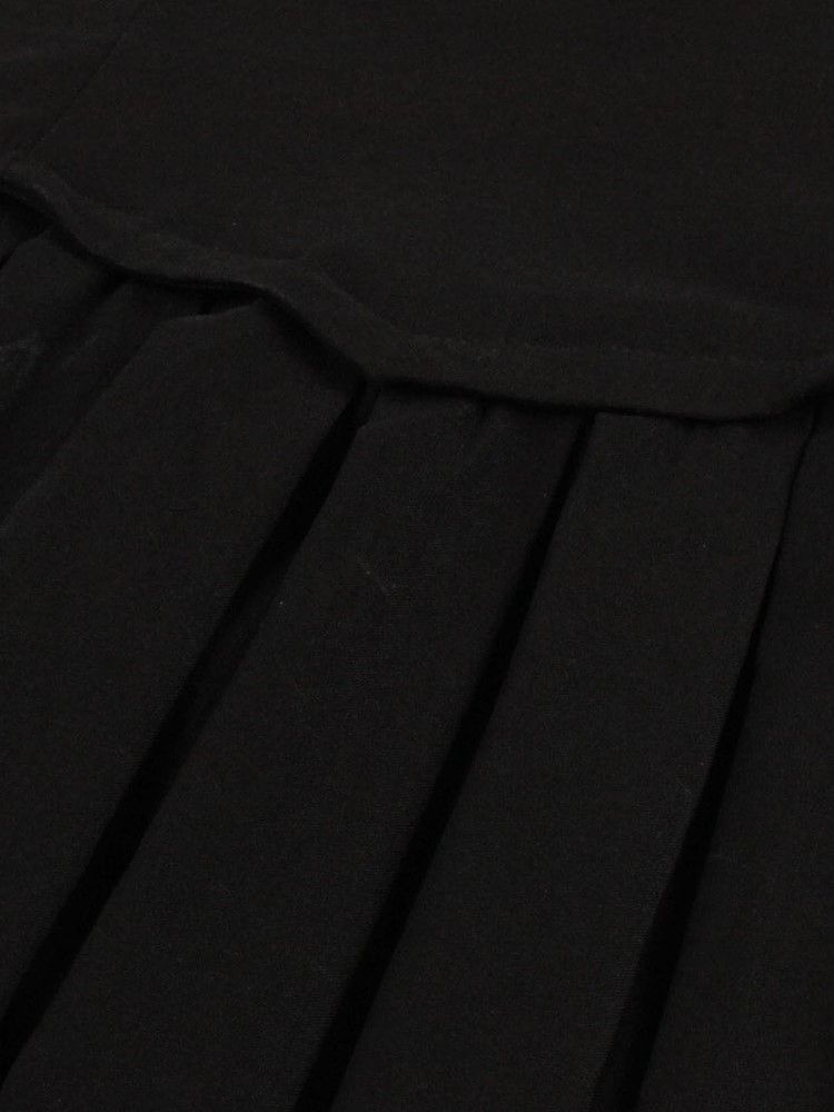 Vestido Feminino De Mangas Compridas Patchwork Plissado Em Linha