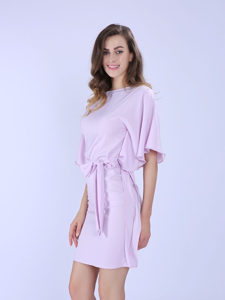 Vestido Feminino Manta Asa De Morcego Patchwork Falbala Bodycon
