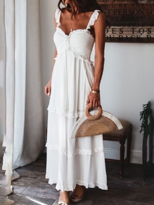 Vestido Feminino Patchwork Sem Mangas Na Altura Do Tornozelo Vestido Maxi Ocidentais Simples Vestido De Noiva