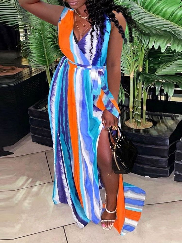 Vestido Feminino De Pulôver Sem Mangas Com Decote Em V