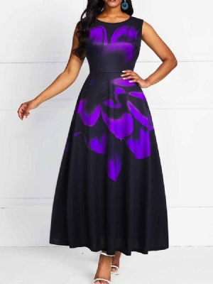 Vestido Feminino Pulôver Sem Mangas Com Estampa De Bolso Na Altura Do Tornozelo