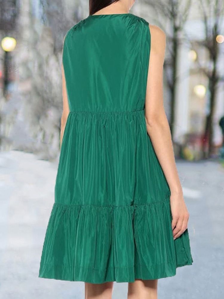 Vestido Feminino Sem Mangas Acima Do Joelho Bowknot Linha A Cintura Baixa