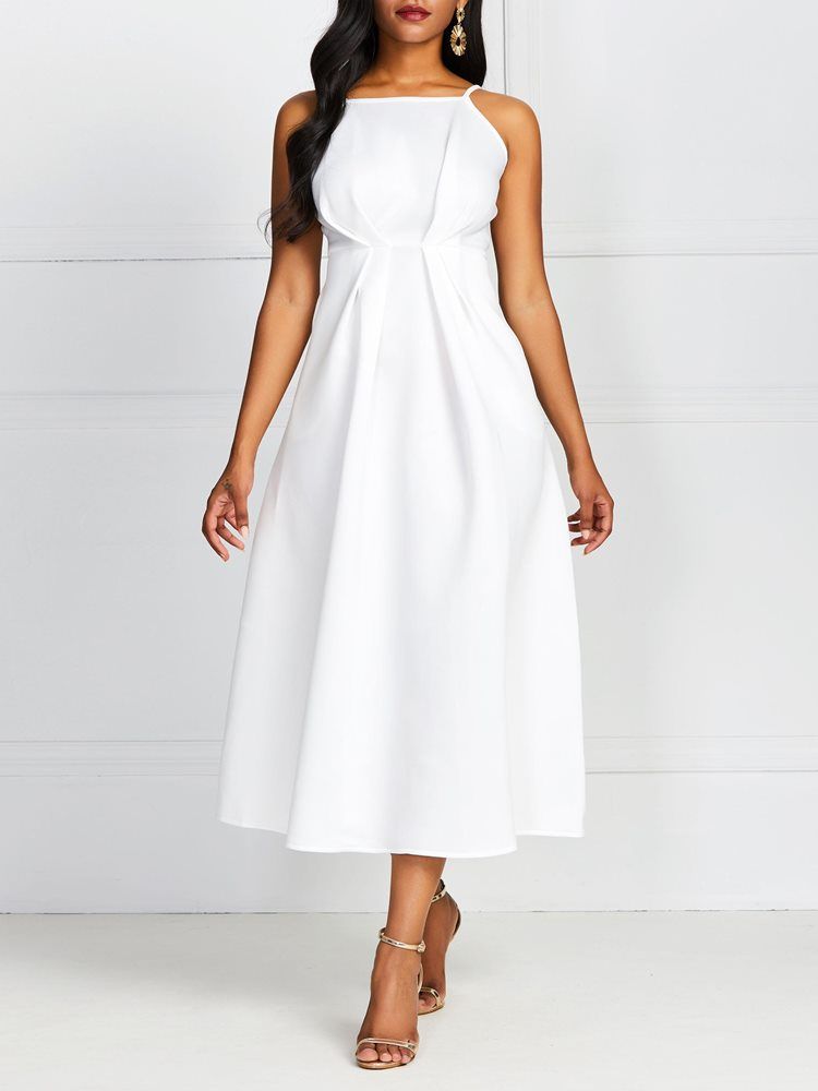 Vestido Feminino Sem Mangas Com Cintura Padrão E Cintura Padrão Feminino
