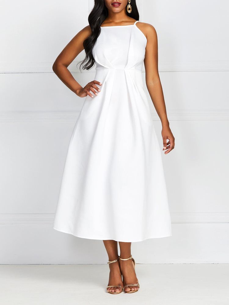 Vestido Feminino Sem Mangas Com Cintura Padrão E Cintura Padrão Feminino