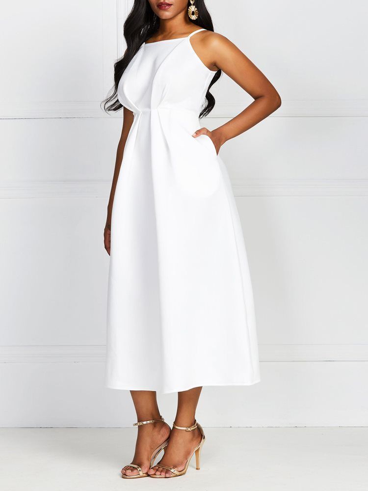 Vestido Feminino Sem Mangas Com Cintura Padrão E Cintura Padrão Feminino