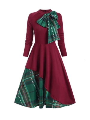 Vestido Longo Feminino Bowknot De Manga Comprida Bowknot A-line