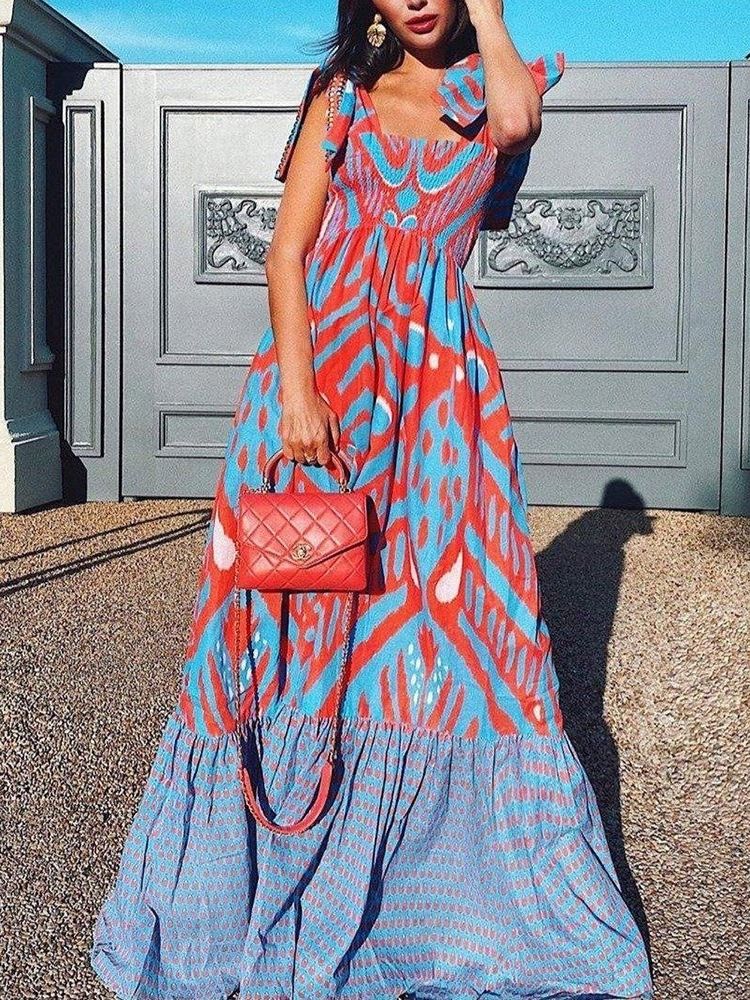 Vestido Longo Feminino Sem Mangas Sem Mangas Pulôver Com Alça Espaguete