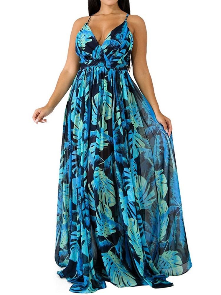 Vestido Longo Floral Com Decote Em V Sem Encosto Até O Chão Vestido Longo Floral Vestidos De Praia Para Mulheres