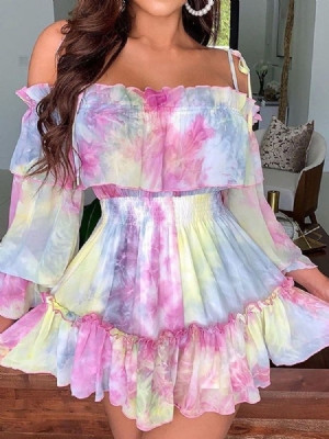 Vestido De Manga Comprida Feminino Estampado Acima Do Joelho Vestido Frio De Verão