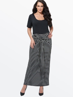 Vestido Maxi Feminino De Mangas Curtas Plus Size