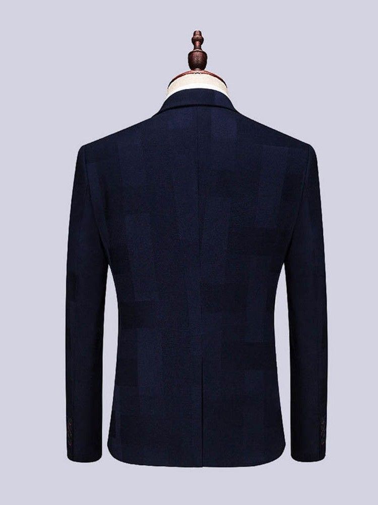 Blazer De Peito Único Xadrez Calça Colete Homem Terno Casual