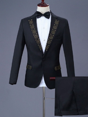 Calça Blazer De Diamante Com Um Botão Terno Masculino Para Festa