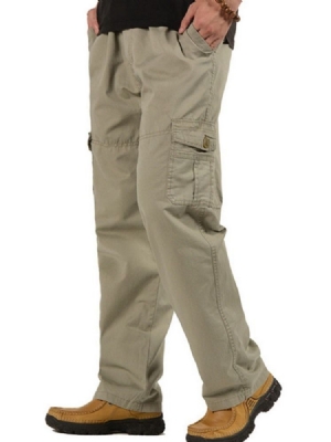 Calça Casual Simples De Bolso Com Cintura Média Masculina Casual