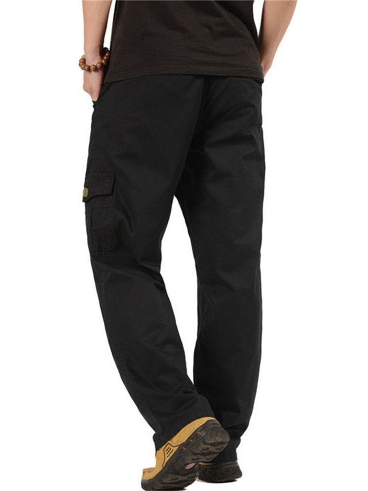 Calça Casual Simples De Bolso Com Cintura Média Masculina Casual