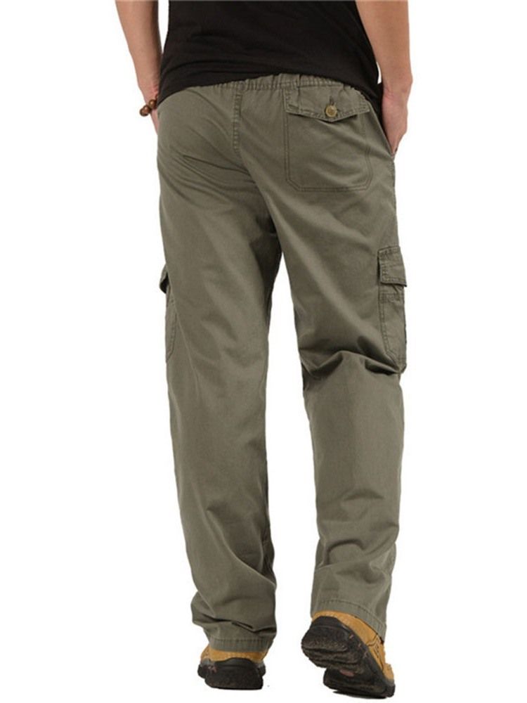 Calça Casual Simples De Bolso Com Cintura Média Masculina Casual