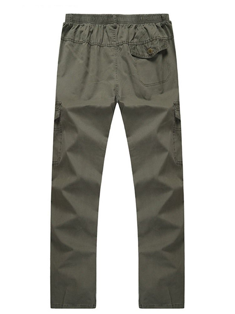 Calça Casual Simples De Bolso Com Cintura Média Masculina Casual