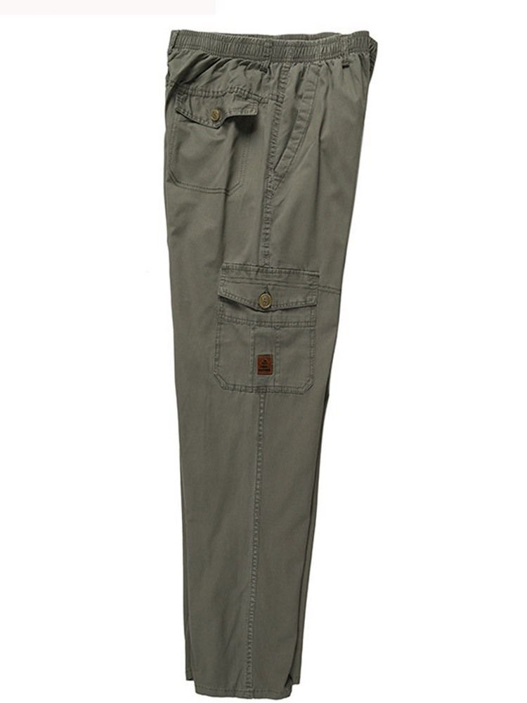 Calça Casual Simples De Bolso Com Cintura Média Masculina Casual