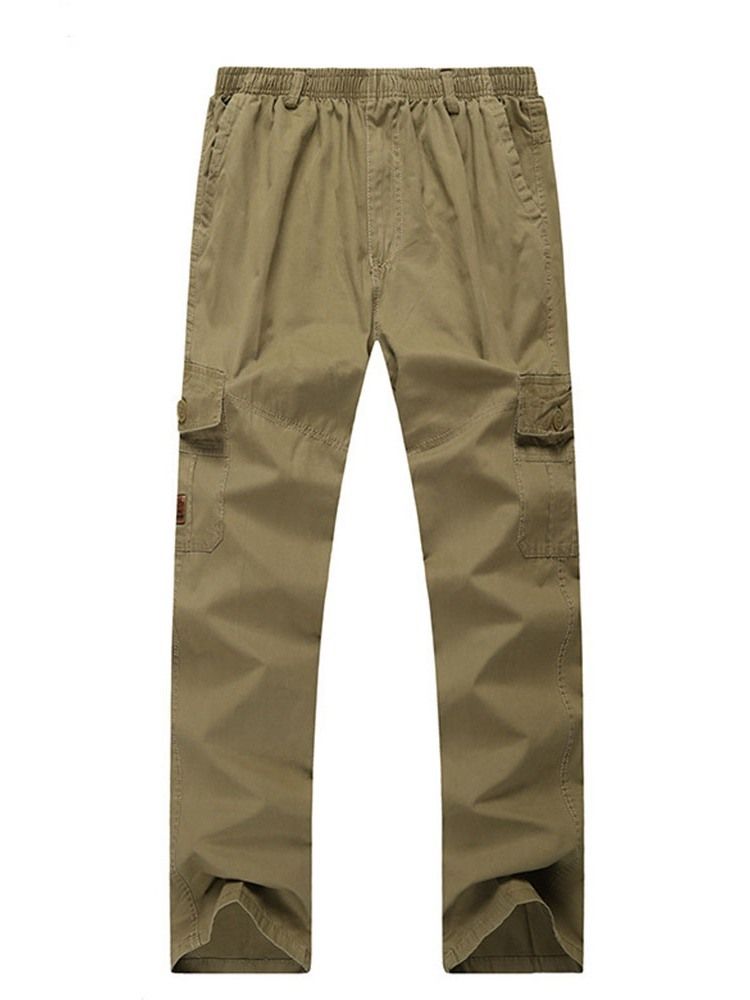 Calça Casual Simples De Bolso Com Cintura Média Masculina Casual