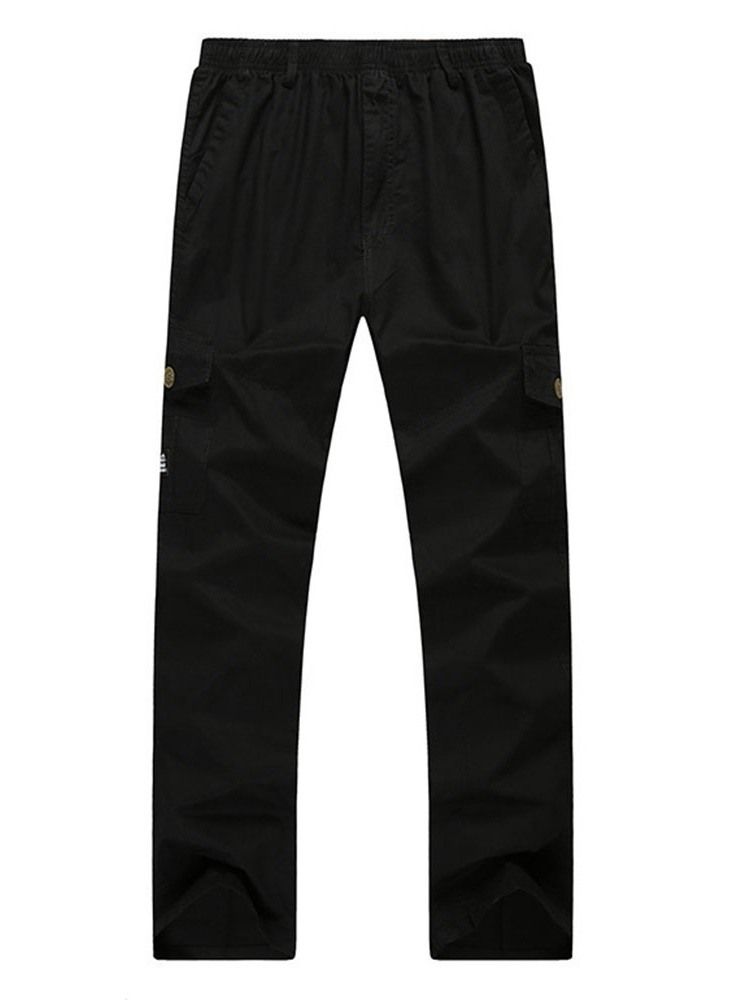 Calça Casual Simples De Bolso Com Cintura Média Masculina Casual