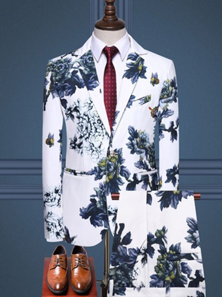 Calça Estampada Masculina Terno Vestido Com Um Botão
