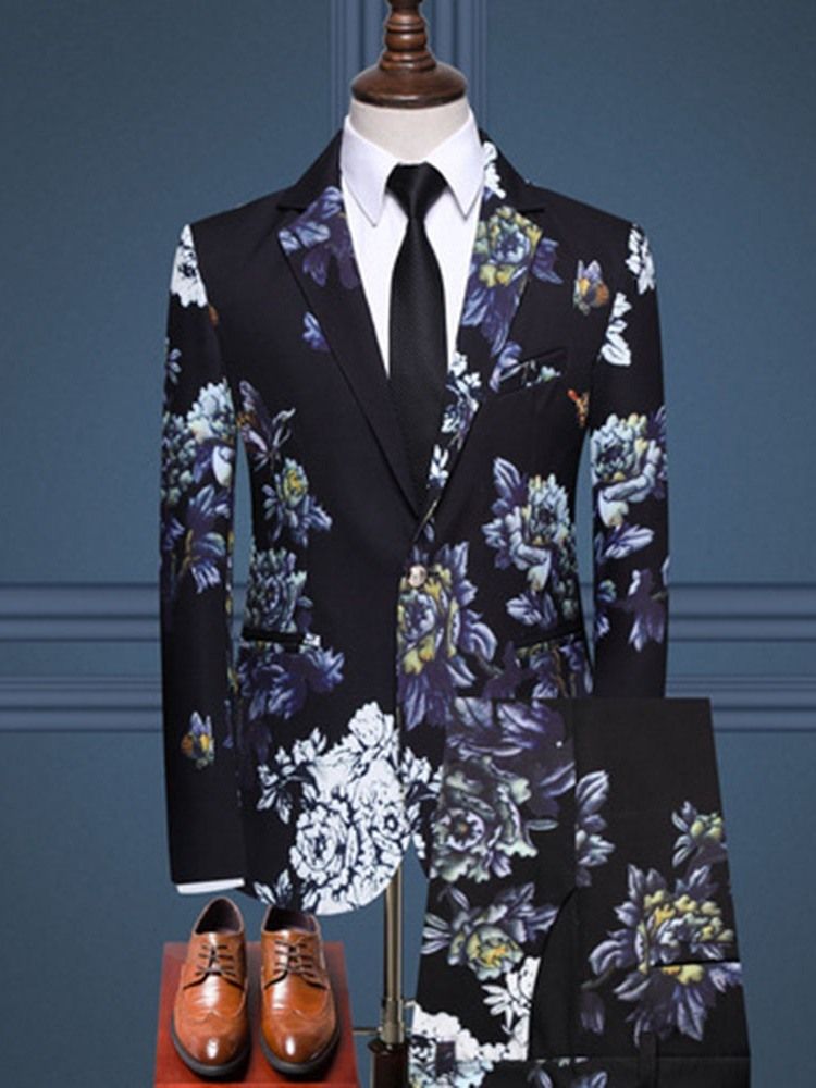 Calça Estampada Masculina Terno Vestido Com Um Botão