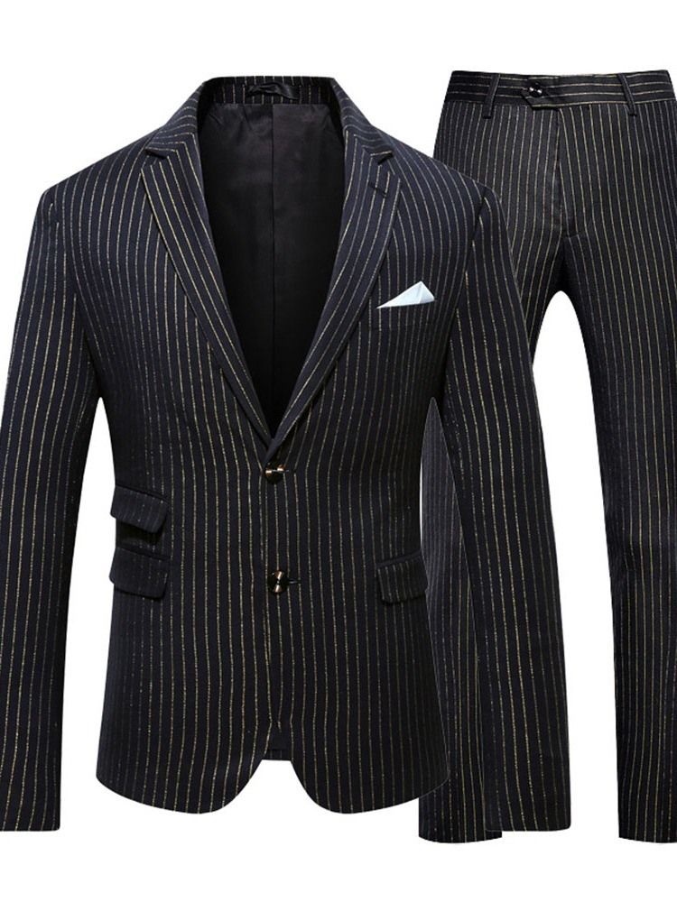 Calça Listrada Com Peito Único Terno Masculino