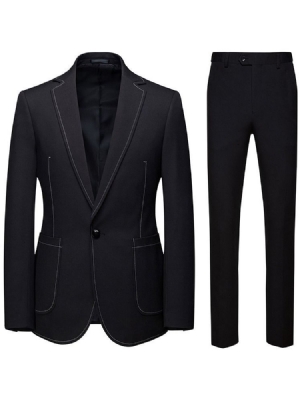 Calças Moda Cor Block Terno Masculino