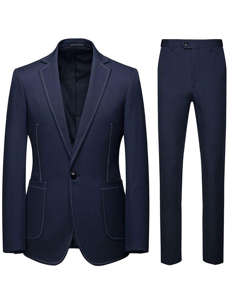 Calças Moda Cor Block Terno Masculino