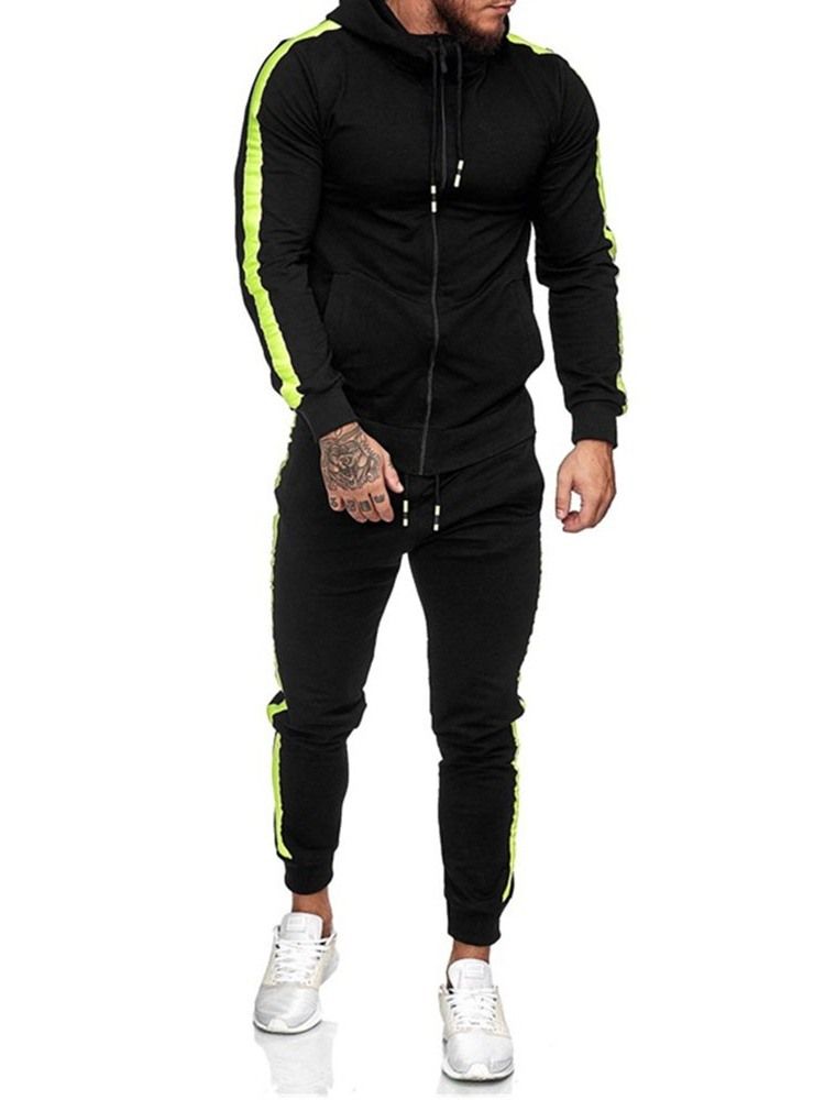Casaco Com Capuz Cor Bloco Roupa Masculina