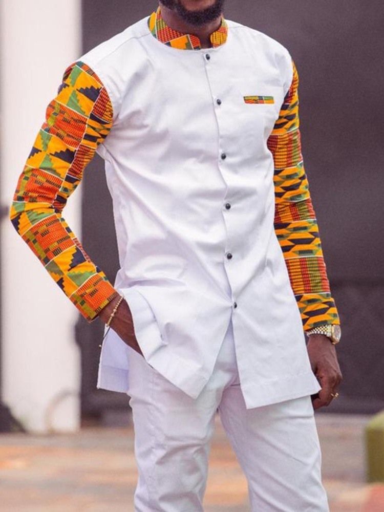 Dashiki Patchwork Color Block Roupa Casual Masculina