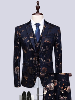Estampa Floral Masculina 3 Peças Terno Vestido De Festa Casual