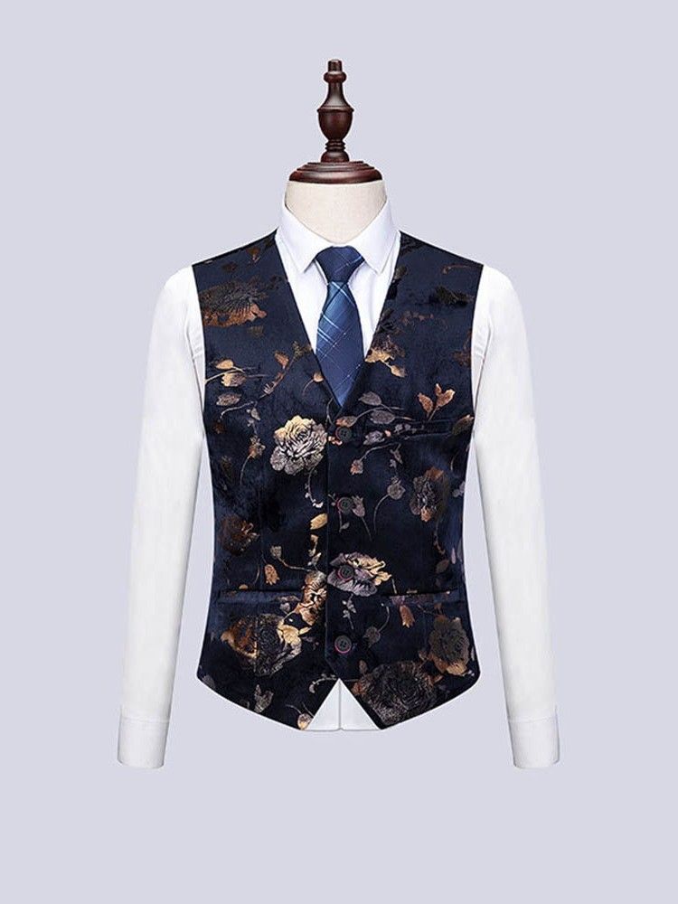 Estampa Floral Masculina 3 Peças Terno Vestido De Festa Casual