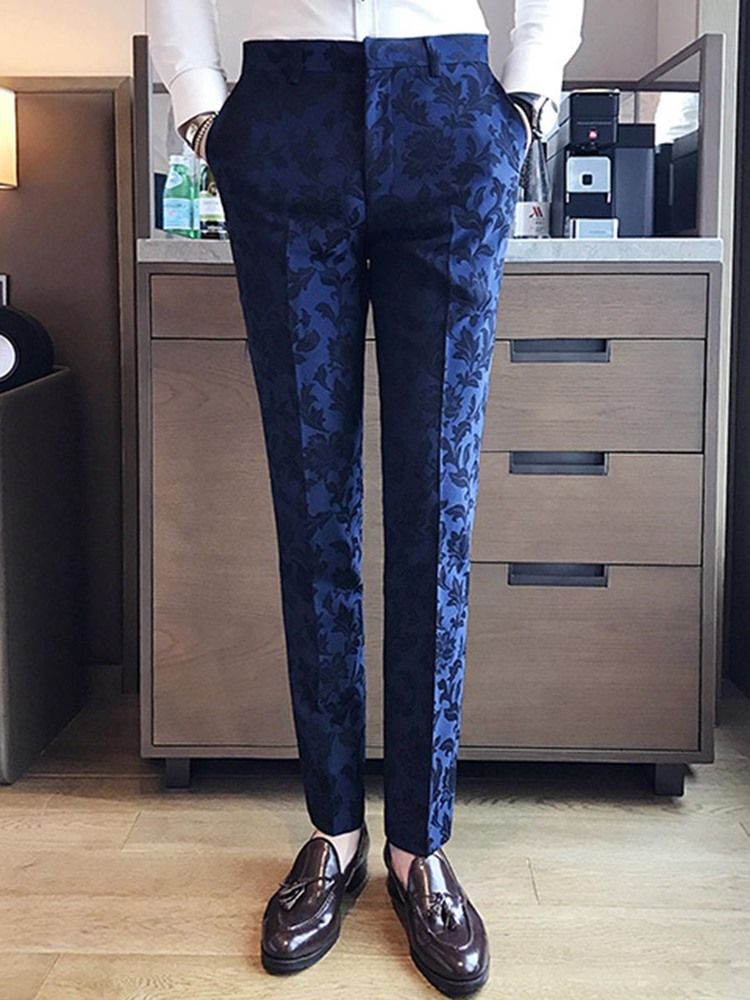 Lapela Slim Fit Print Poliéster Três Peças De Ternos Masculinos