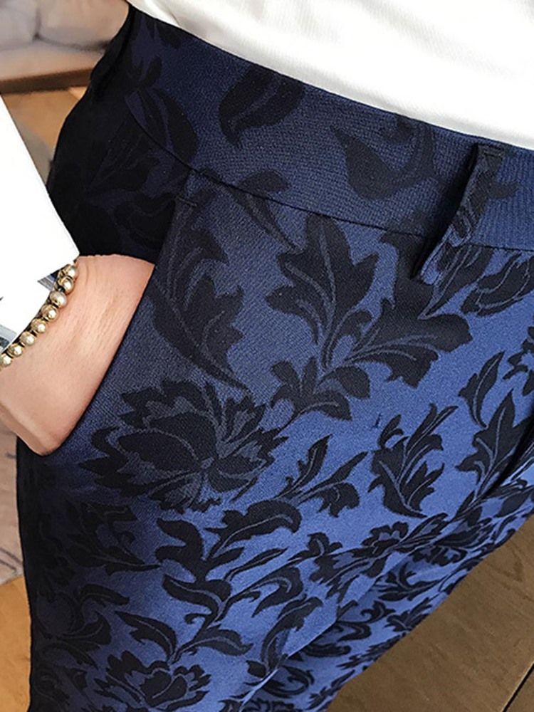Lapela Slim Fit Print Poliéster Três Peças De Ternos Masculinos