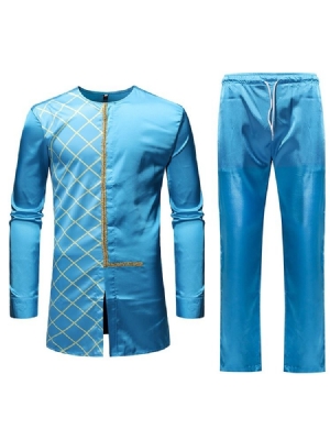 Moda Africana Dashiki Asymmetric Mens Casual Outfit
