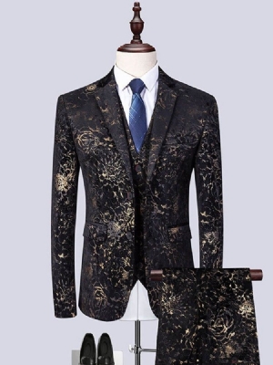 Terno De Festa Masculino Com Estampa Floral De 3 Peças